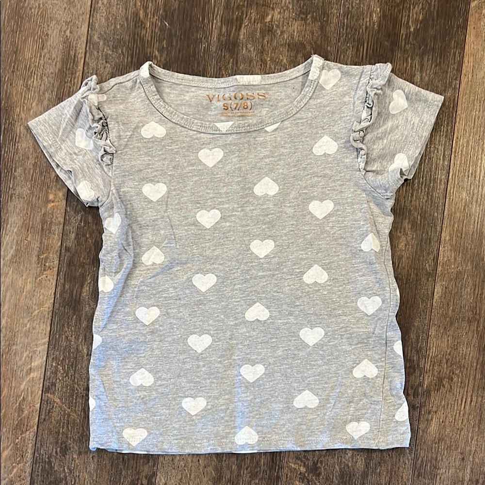 Vigoss Gray and White Heart Print Blouse